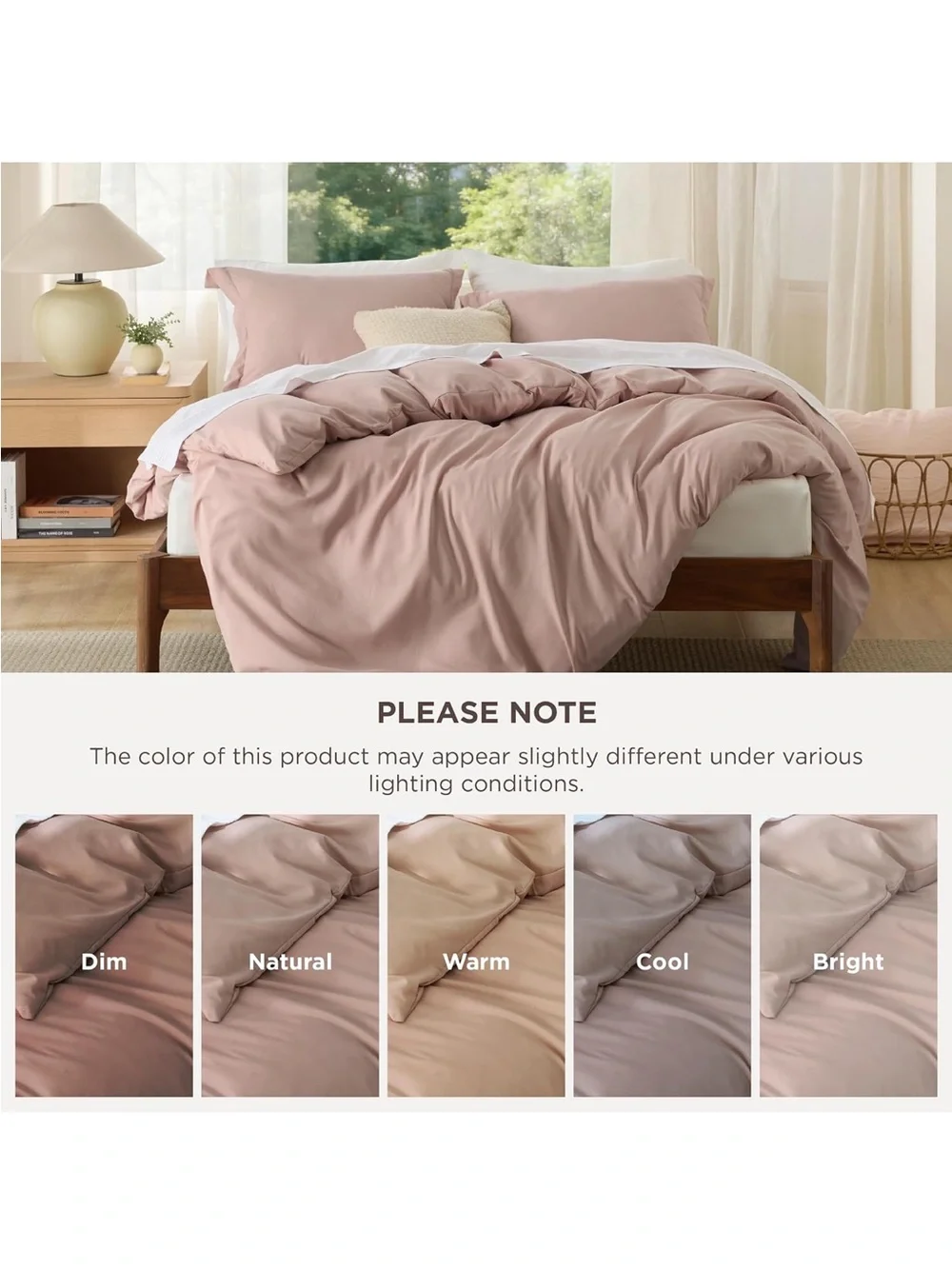 NEW Bedsure Duvet Cover Queen Size, 3Pcs Double Brushed Bedding Set, Dusty Rose